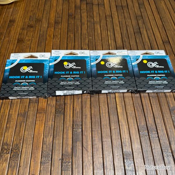 Lot 4 pièces Nylon Fluoro C&C Hook it & Rig itPêche 2x0,12 mm et 2x0,14 mm
