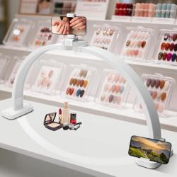 Lampe Demi Lune 76cm Onglerie: 45W Pliable avec Support de Téléphone - 10 Niveaux de Luminosité et 3