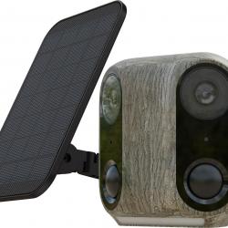 Caméra Surveillance Extérieure WiFi sans Fil, Solaire, Double Objectif & PIR, Vision Nocturne Couleu