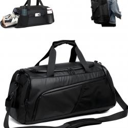 Sac de sport 3 en 1 pour homme avec compartiment à chaussures, sac de voyage avec bandoulière, sac à