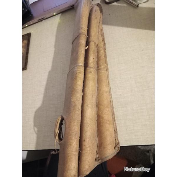 Etui de chasse marquisien en cuir machette couteau et lime