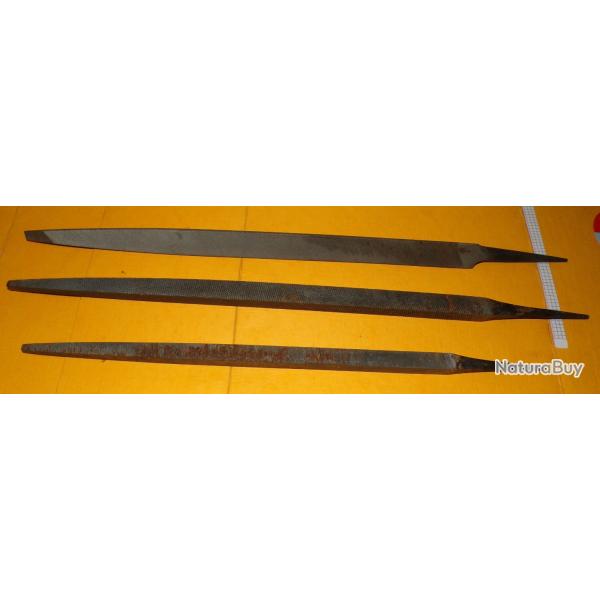 OUTILS EN METAL AVEC LIMES D'ORIGINE MILITAIRE EN LOT DE 3 PIECES  , DIMENSION MAXI 41 CM  ,POIDS DU