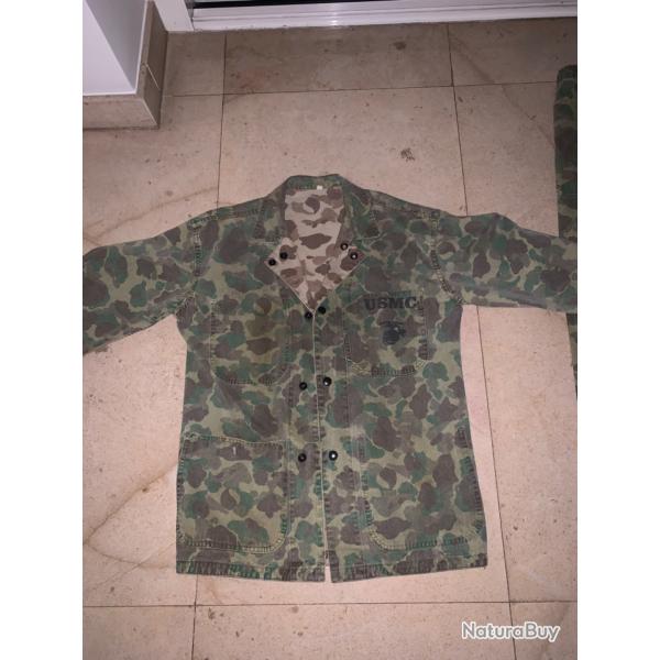 Superbe ensemble Veste Pantalon camoufl USMC type P42   Indochine.
