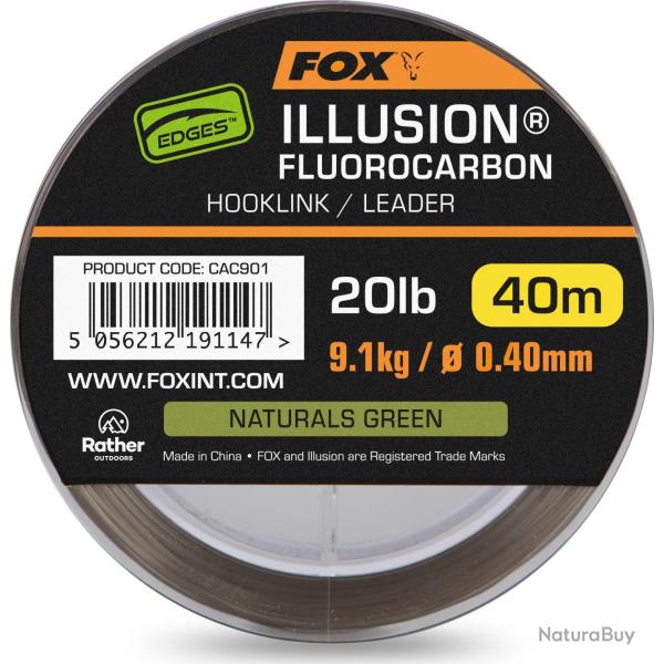 FOX Edges Illusion Fluorocarbon Naturals Green 40m 20lb 9.1kg 0.40mm
