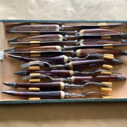 Magnifiques couverts manches bois de cerf raffinés made in England (SHEFFIELD)