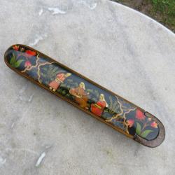 Ancien Plumier Qajar en carton bouilli laqué à décor polychrome à motif floraux - IRAN (Vers 1900)