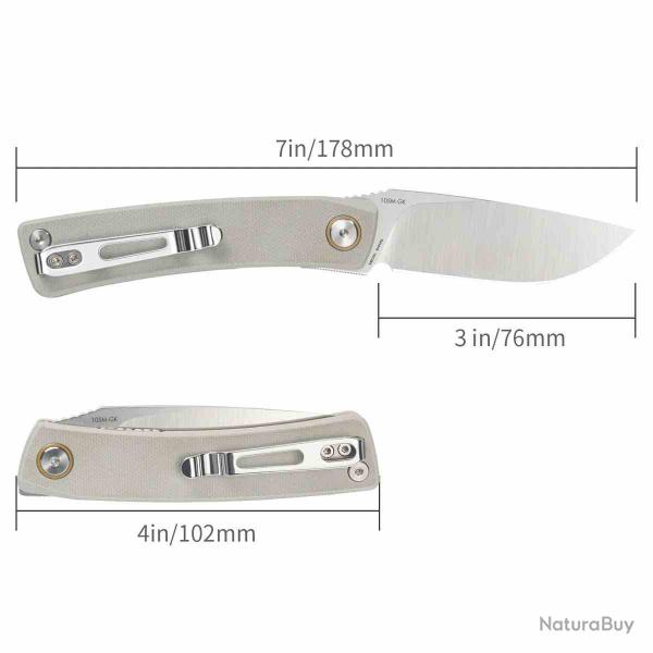 Couteau SRM Air Grey Lame Sandvik 14C28N Plaquettes G10 Liner Lock IKBS SRM105MGK