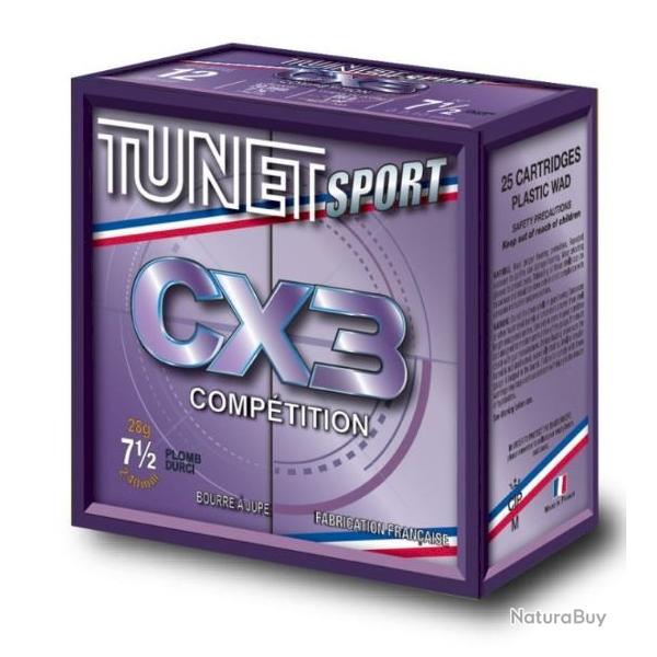 Cartouches munitions Tunet CX3 BJ cal.12/70 idem TUNET VMAX 28g par 25