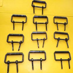 LOT DE 10 BOUCLES A DOUBLE ARDILLON  POUR CEINTURON REGLEMENTAIRE DE L'ARMEE FRANCAISE AVEC 2 ARDILL