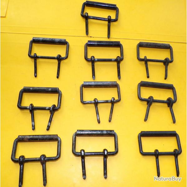 LOT DE 10 BOUCLES A DOUBLE ARDILLON  POUR CEINTURON REGLEMENTAIRE DE L'ARMEE FRANCAISE AVEC 2 ARDILL
