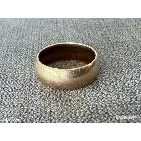 Large anneau or rose massif 18 carats - alliance - taille 51