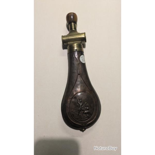 Poire  poudre en cuivre bec verseur doseur