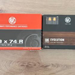 LOT DE 28 BALLES 9.3X74R EVO RWS
