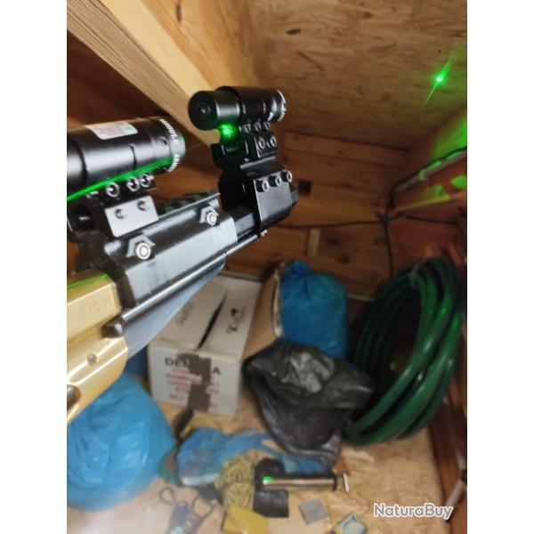 Ensemble Laser point vert avec adaptateur canon remington , le tout neuf jamais servi