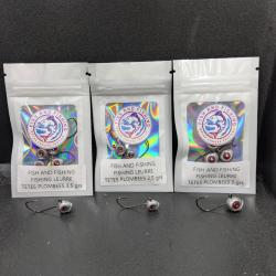 Lot 312/ hameçons tête plombée 3 poids différents , 5 pcs de chaque poids ,UV / FISH AND FISHING.