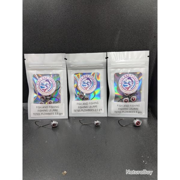 Lot 312/ hameons tte plombe 3 poids diffrents , 5 pcs de chaque poids ,UV / FISH AND FISHING.