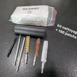 KIT NETTOYAGE 9MM ET 38SP LIVRE AVEC 4 ACCESSOIRES / 2 BAGUETTES / MANCHE BOITIER +160 PATCHS