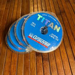 LOT PÊCHE DESTOCKAGE 4 bobines fil TITAN JAPAN COPOLYMER GRAUVELL