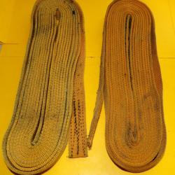 SANGLE DE PARACHUTE DE COULEUR JAUNE EN LOT DE 2 , LONGUEUR 5 METRES LARGEUR 2,5 CM ,BON  ETAT VOIR