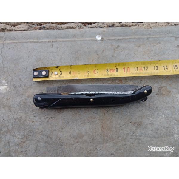 Couteau ancien laguiole lame damas carbone forg superbe manche.