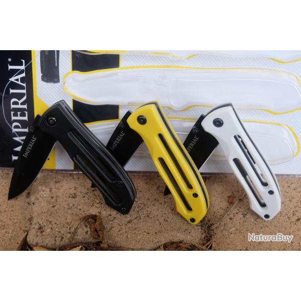 Schrade Imperial Linerlock Set de 3 Couteaux | Lame Inox Noire | Manche Polymre | Thumb Stud | Clip