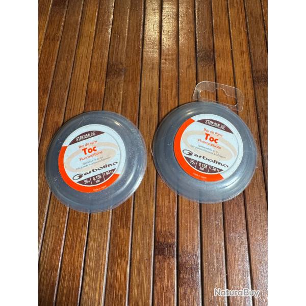 LOT PCHE 2 BOBINES Fluorocarbone Garbolino Streamline Fluoro Bl Mono - 25M  0,156 mm - 1,90kg