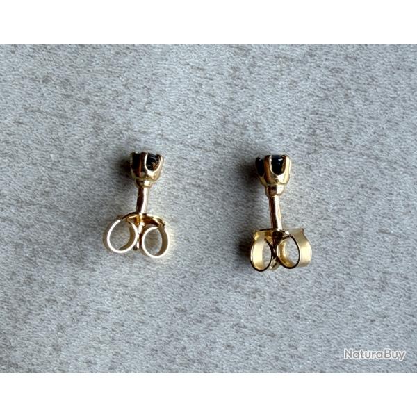 Boucles d'oreilles en or massif 18 carats - saphirs - clous