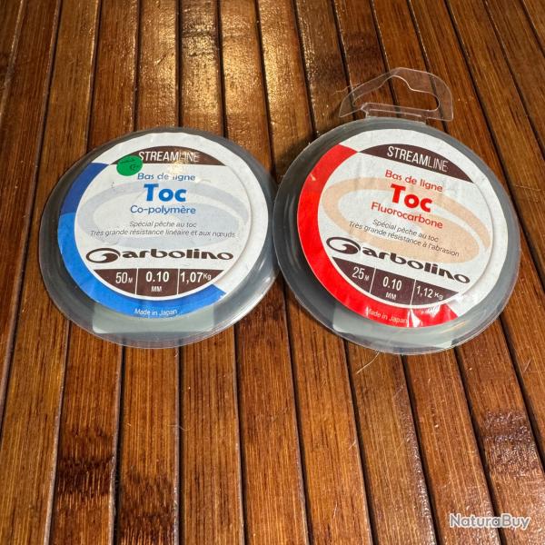 LOT PCHE 2 BOBINES Fluorocarbone et copolymer Garbolino  Bl Mono - 25M  et 50 m