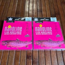LOT PÊCHE 2 BOBINES Sufix CLEAR Monofilament Nanoline 150 m