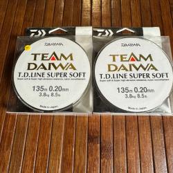 LOT DE 2 DAIWA monofilament TD SUPER SOFT MT.135 m 0,20mm FIL PÊCHE MEILLEUR PRIX !!!!