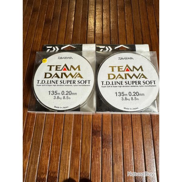 LOT DE 2 DAIWA monofilament TD SUPER SOFT MT.135 m 0,20mm FIL PCHE MEILLEUR PRIX !!!!