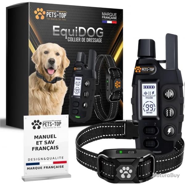 Collier de Dressage Chien Porte 1000m tanche IPX7 3 Modes Bip Vibration Stimulation Anti-Fugue