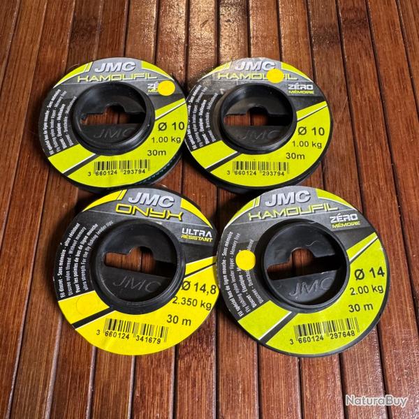 LOT DESTOCKAGE PCHE 4 BOBINES JMC 3xKAMOUFIL 1xONYX