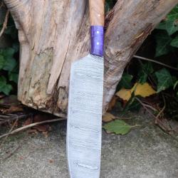 Couteau De Cuisine de Chef Lame Acier Damas 256 Couches Manche Bois/Résine Fabric Artisanale