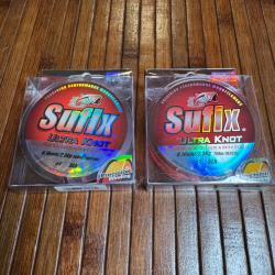 LOT PÊCHE DESTOCKAGE 2 BOBINES Nylon Sufix Ultra Knot Rose et  Orange - 150M-0,16mm