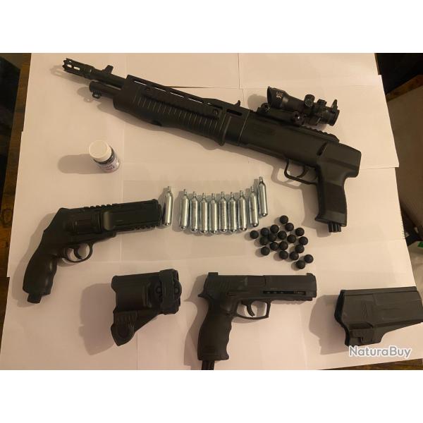 Package Umarex: HDB68 16J + HDR50 11J + HDP50 11J. Neuves, cartouches Co2 et balles caoutchouc.