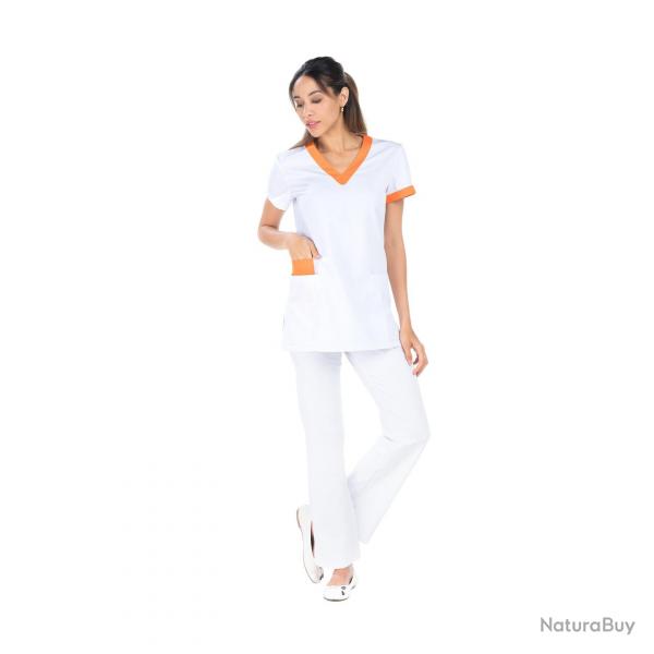 Blouse mixte DAN Blanc/Clmentine 4