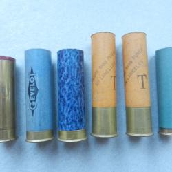 lot de 6 douilles carton de cartouches de chasse