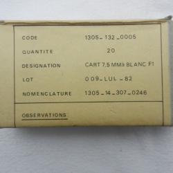 boite en carton  vide pour cartouches  cal.7,5 à blanc F1