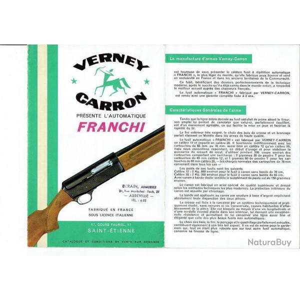 notice 7 pages fusil VERNEY CARRON ARC / FRANCHI (envoi par mail) - VENDU PAR JEPERCUTE (m2570)