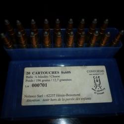 BOITE DE CARTOUCHES  INCOMPLETE  CAL 8X60   19 pièces