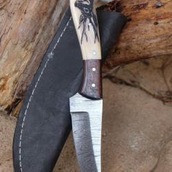 Navygou - Couteau de Chasse Damas Lame 256 Couches