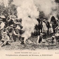 CPA - GUERRE MODERNE 1914 ( SERIE m ) Téléphonistes allemands au bivouac a NIEUPORT  - N°3158