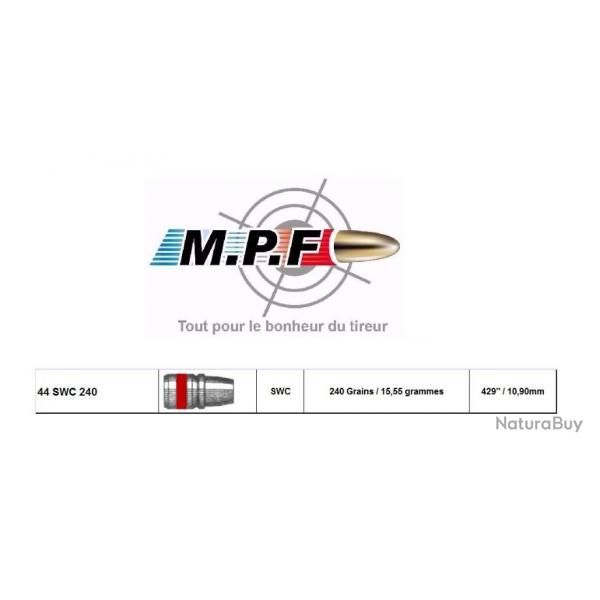 500 Balles MPF Ogives plomb 44 SWC 240 Gr  429" en port gratuit