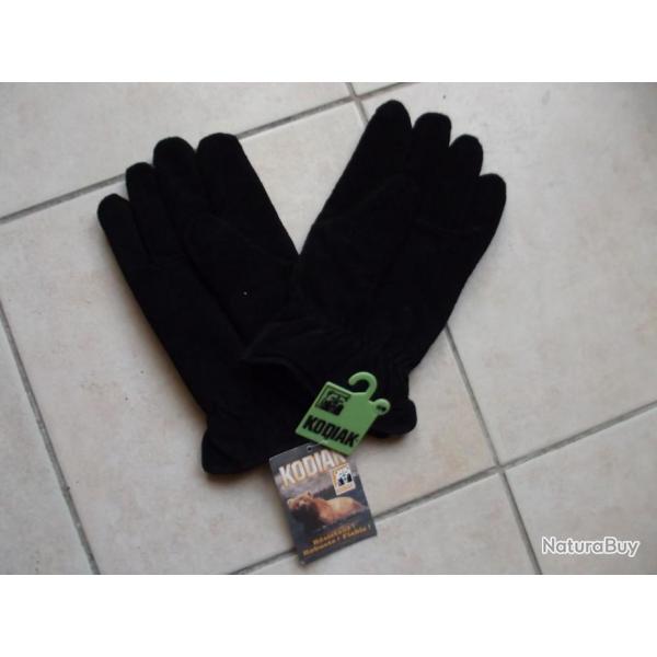 Gants KODIAK extrieur 100% cuir noir doublure acrylique/laine trs confos et chauds NEUFS