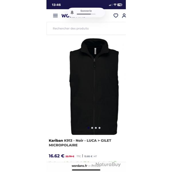 Polaire sans manche noire neuve