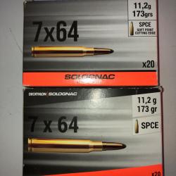 Lot 2 boîtes Balles Solognac 7x64