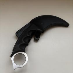 Couteau Honshu Karambit, argenté, avec fourreau de botte