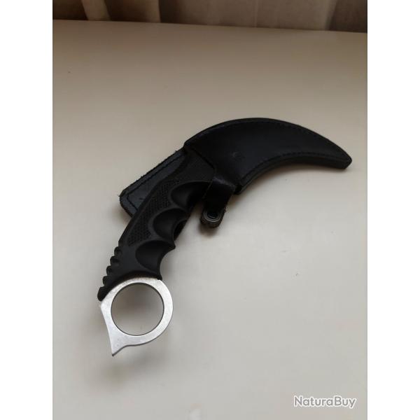 Couteau Honshu Karambit, argent, avec fourreau de botte