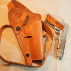 US ARMY Holster Colt 45 réglementaire poitrine cuir WWII - ref EBR24CLT005
